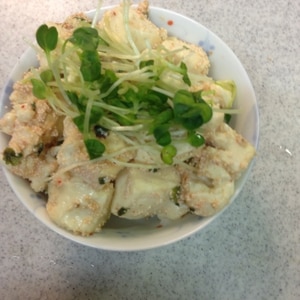 ささっと簡単！豆腐と明太子の炒め丼